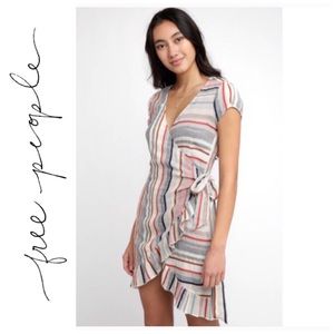 FREE PEOPLE | ‘Wrap It Up’ striped mini dress